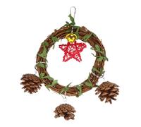 Happyyami 1pc Parrot Swing Toy Natural Rattan Bird Chew Toy for Wall Decoration Features Bells and Pine Cones for Parrots and Birds Home Atmosphere