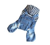 Happyyami 1pc Stripe Hooded Dog Jumpsuit Durable Suspender Outfit for Outdoor Use s Stylish Pet Clothes for Everyday Wear Charming
