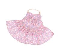 Happyyami 1set Bunny Clothes Sturdy Leash Floral Print Dress and Pulling Rope for Pets Comfortable Outdoor and Indoor Use for Dwarf and Guinea Pigs
