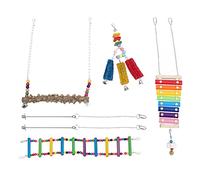 Happyyami 1set Chicken Swing Toy for Parrots and Poultry Wooden Stand Rack Bird Perch Exercise Features for Chickens and Pets