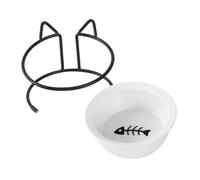 Happyyami 1set Elevated Cat Bowl Neck Anti-spill Design for Control Easy to Clean Material for Cats and Pets