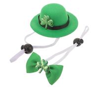 Happyyami 1set Patrick's Day Pet Costume Irish Top Hat and Bow Tie Collar for Dogs and Cats for Parties and Photo Props Cute Pet Accessories for Celebrations