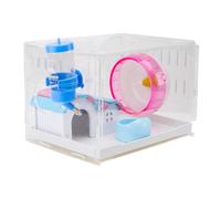 Happyyami 1set Transparent Acrylic Hamster Cage Single Layer Drawer Design for Hamsters Stylish and for Enriching Pet Lives Accessories Included