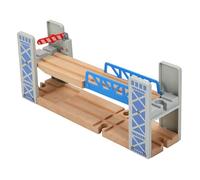 Happyyami 1set Wooden Train Set Accessories Wood Railway Bridge for Railroad Tracks 2-Level Compatible for All Railway Tracks System