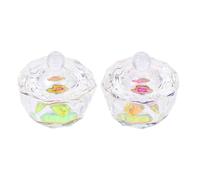 Happyyami 2 Pcs Nail Crystal Container with Lid Glass Dappen Dish for Fake Nails in Home Use and Nail Salons