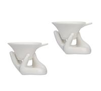 Happyyami 2 Sets Ceramic Kung Fu Tea Set Porcelain Tea Filter with Guanyin Hand Holder Heat Resistant Keeps Dry and Clean