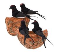 Happyyami 2 Sets of Simulation Swallow Nest Wall Decor for Garden Decoration Rustic Bird Nest Ornaments for Photography Props