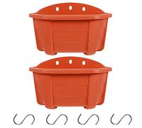 Happyyami 2 Sets Plastic Hanging Plant Pot Flower Pot Garden Balcony Fence Planter Container Wall Plant Basket with Hooks for Balcony Window