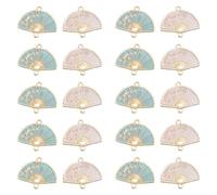Happyyami 20pcs Alloy Fan Shaped Earring Making Parts with White and Blue Colors, Handy and Easy to Wear Jewelry DIY Accessories for Make DIY Crafts and Add a Special Style to Your Decor