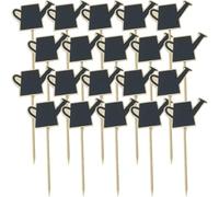 Happyyami 20pcs Mini Chalkboard Signs with Kettle Shape for Food Labeling and Message Board Use, Wooden Material, Easy Installation, Removable, for Celebrations and Table Setting Decoration