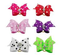 Happyyami 20pcs Pet Hair Bows Rubber Bands, Polka Dot Pattern, Mix, Suitable for Dogs and Cats, Cute Puppy Grooming Hair Accessories