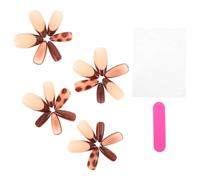 Happyyami 24pcs Almond Shape Full Cover False Nails Leopard Print and French Tips, Quick Style Transformation, Secure Application, Plastic Material, for Fall and Winter Festive Manicure