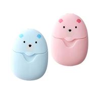 Happyyami 2Boxes Portable Disposable Foaming Soap with PP Box Gentle Moisturizing Hand Cleaning Flakes for Travel Camping Outdoor Use Safe One Use Scented Soap Papers in Blue and Pink
