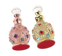 Happyyami 2pcs 15ml Refillable Essential Oil Bottle Vintage Empty Perfume Container Glass Fragrance Bottle Rose Gold and Gold Finish Travel Friendly for Wedding and Aromatherapy
