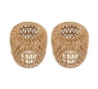 Happyyami 2pcs Artificial Rattan Lampshade Pendant Covers in Khaki, Rustic Farmhouse Style Environmentally Friendly and Fade Resistant Rope Material, for Cafe and Club Ceiling Lighting