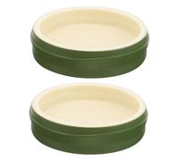 Happyyami 2pcs Bamboo Reptile Feeding Bowl Lizard and Turtle Water Dish Reusable Non-slip Base Easy Cleaning