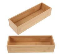 Happyyami 2pcs Bamboo Storage Boxes without Lids Portable Khaki Bamboo Boxes with Ample Space for On-the-go Storage and Home Organisation