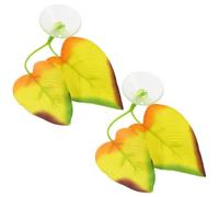 Happyyami 2pcs Betta Fish Leaf Hammock with Suction Cup for Aquarium Decoration Silicone Betta Spawning Bed with Fine Workmanship Yellow Leaf Shape