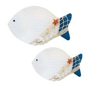 Happyyami 2pcs Blue Fish Wall Hanging Decoration Set Mediterranean Style Synthetic Material Wall Ornament for Home and Pergola with Distinctive Flair and Beautiful Piece Design