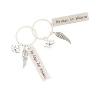 Happyyami 2pcs Cat Memorial Keychain Pet Keepsake Keyring Pet Memorial Present Decorative Metal Keychain Pendant for Bag Adornment