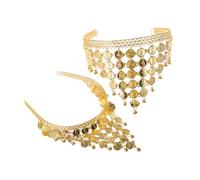 Happyyami 2pcs Dance Hair Jewelry Sequin Head Chain Egyptian Belly Dancing Outfit Headpiece for Photography Performance