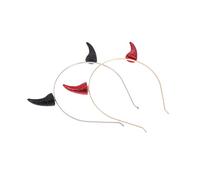Happyyami 2Pcs Devil Horn Hair Hoops Halloween Headdress for Parties Chic Headwear for Adults for Costumes and Festivals Black and Red Color Options