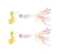 Happyyami 2pcs Elastic Hanging Cat with Rope and Polyester Material for Aerobic Exercise and Emotion Relief, Interactive Ribbon and Ball Design for Indoor Cat Play and Diversion