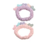 Happyyami 2pcs Elastic Makeup Headband for Washing Face Cute Heart Design Spa Headband for Skincare Yoga and Facial Use Soft Fleece Hair Accessories Light and