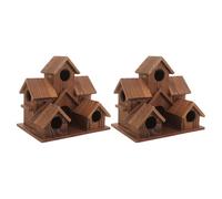 Happyyami 2pcs Garden Wild Birds House Wooden Bird Feeder Nest Box Rustic Decorative Cottage Hut Houses for Garden Backyard Patio Decors