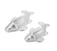 Happyyami 2pcs Koi Fish Cake Baking Mold Aluminum Alloy Non-Stick Fish Shape Pans for Chocolate Jelly Fondant Pudding Candy DIY Precise Detailing Even Heat Distribution Small Medium