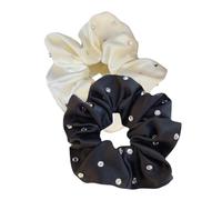 Happyyami 2pcs Large Rhinestone Hair Scrunchies for Women Elastic Ponytail Holders Fashion Hair Ties for High Ponytails and Special Occasions