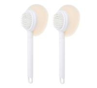 Happyyami 2pcs Long Handle Back Scrubber Bath Brush Sponge Exfoliating for Women Men Hotel Public Bathroom
