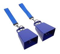 Happyyami 2pcs Metal Cow Bells with Wrist Strap for Sporting Events, Loud and Sound Noise Makers for Football and Musical Performances, Blue Handheld Cheering Accessories