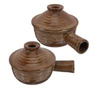 Happyyami 2pcs Microwave Clay Cooking Pots with Lids, Covered Ceramic Casserole Dishes, Oven-safe Stew And Soup Bowls for Home Cooking And Baking