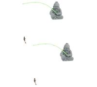 Happyyami 2pcs Miniature Fisherman Statue for Fish Tank Delicate Landscape Ornament Traditional Chinese Decor for Home and Garden Tranquil Fisherman Figurine
