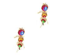 Happyyami 2pcs Natural Parrot Chewing Toy Swing Bells Fun Bite Toy for African Greys Budgies Macaws Promotes Exercise Healthy Teeth Easy to Install Cage Accessory