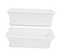 Happyyami 2pcs Planting Pot Windowsill Pots Saucer Flower Planters Boxes Vegetable Growing Container Large Pot Rectangle Flowerpot Plant Pots Indoor Planters for Outdoor Plants Plastic White