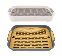 Happyyami 2pcs Plastic Guinea Pig and Rabbit Litter Box Indoor Pet Toilet Tray with Rectangular Shape and Heightened Fence Design for Large Activity Space and Preventing Feet Getting Stuck