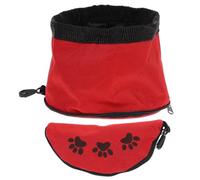 Happyyami 2pcs Portable Bowl Foldable Pet Dish Food Grade Oxford Cloth for Cats Dogs Red for Feeding Water The Go