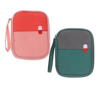 Happyyami 2pcs Portable Household First Aid Bag with Small Medicine Containers, Sturdy Polyester and Aluminium Alloy Sundries Pouch for Car First Aid and Flights, Travel Medicine Pouch