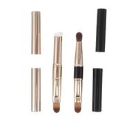 Happyyami 2pcs Portable Silicone Lip Brush Dual Head Lipstick Applicator Wand With Protective Lid For Lip Makeup Smudging And Blending