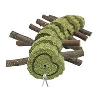 Happyyami 2pcs Rabbit Grinding Grass String Toy Hay Feeder Skewers for Guinea Pigs Rabbit Toys Teeth Grinding for Small Pets