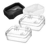 Happyyami 2pcs Reptile Feeder and Water Food Dish Set with Suction Cups, Small Escape-proof Feeding Bowl and Black White Water Basins for Gecko Chameleon Lizard Tank