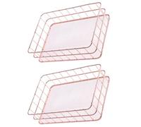 Happyyami 2pcs Rose Gold Iron Mesh Storage Baskets Large Guest Towel Holder Kitchen Napkin Organizer for Bathroom Countertop Paper Hand Towel Storage