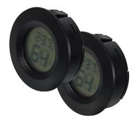 Happyyami 2pcs round Digital Hygrometer for Indoor Use, Acrylic Embedded Mini Reptile Humidity Meter with Temperature Display, Black, Suitable for Home, Bedroom, Greenhouse