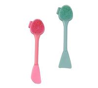 Happyyami 2pcs Silicone Hand-held Face Brush Double-headed Makeup Removal Cleansing Brush for Face Mask and Skincare Routine