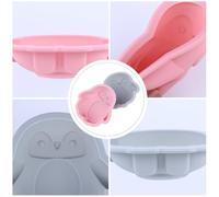 Happyyami 2pcs Small Penguin-Shaped Silicone Cake Baking Molds, 4-inch Cartoon Silicone Baking Moulds for Home Kitchen, Non-Stick Novelty Cake Pans Suitable for Oven and Microwave Random