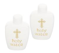 Happyyami 2pcs Small Plastic Vials Holy Water Bottles 60ml Pe Decorative Refillable with Pattern Religious Container for Baptisms and Rituals