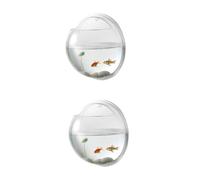 Happyyami 2pcs Space-saving Acrylic Fish Bowl Wall Hanging Aquarium Fish Tank Decor for Home