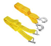 Happyyami 2pcs Sturdy Nylon Tow Rope with Stainless Steel Hooks, Fluorescent Heavy Duty Car Towing Strap to Reduce Vibration, Practical Tool for Emergency Vehicle